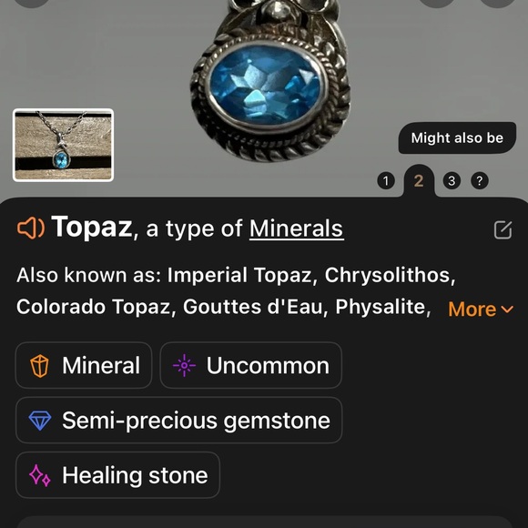 925 sterling silver great shape blue topaz faceted crystal gemstone necklace - Picture 7 of 8